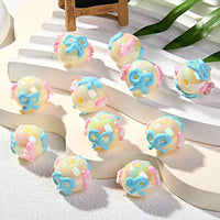 rice white beads blue bow white flower