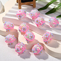 Rice White Bead Powder Cream Purple Flower