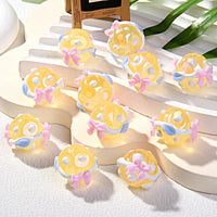 Yellow Bead Blue Leaves Pink Butterfly