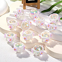 Bead White Cream Purple Flower