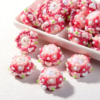 Pink beads, pink flowers, love green dots