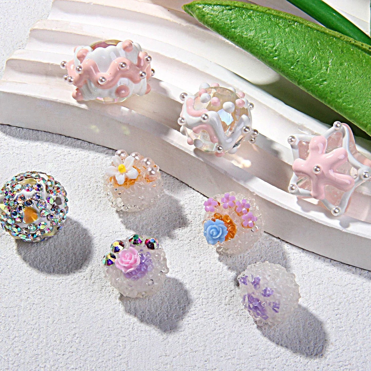 Cat's Claw Clay Beads Beaded Hand-painted Beads Sticky Flowers and Diamonds