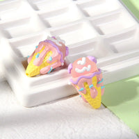 Pointed bottom yellow cone frosted powder beads pink purple cream