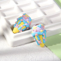 Pointed bottom yellow cone frosted powder beads red cherry