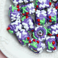 Beaded purple cream cherry white line