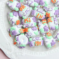 White Bead White Cream Hi Purple Flower Green Heart