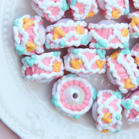 White Bead Pink White Cream Yellow Green Heart