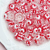 Beaded red and white cream hearts
