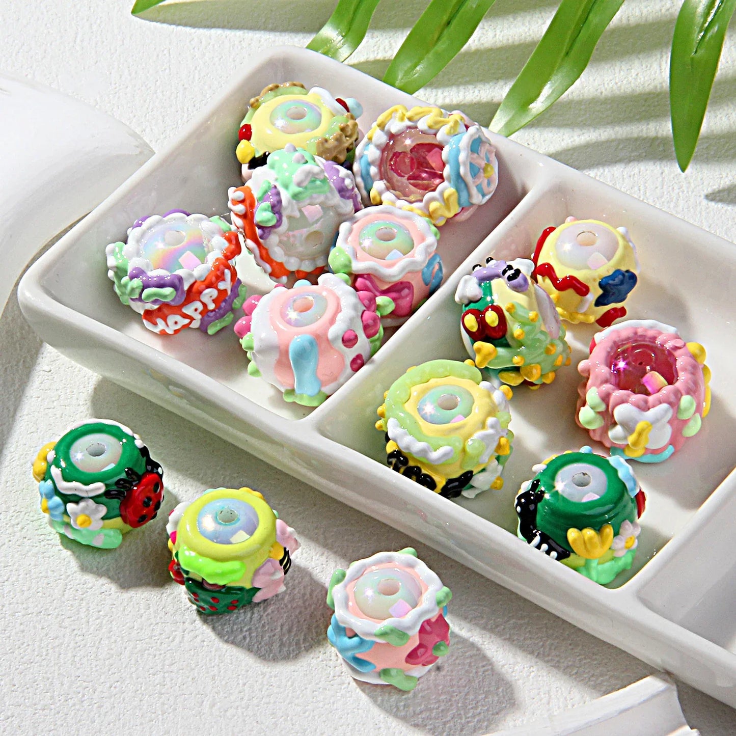Heavy Oil Cartoon Hand-painted Beads Clay Beads Cute Pen Hand-painted Beads