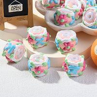 white beads pink flowers blue k