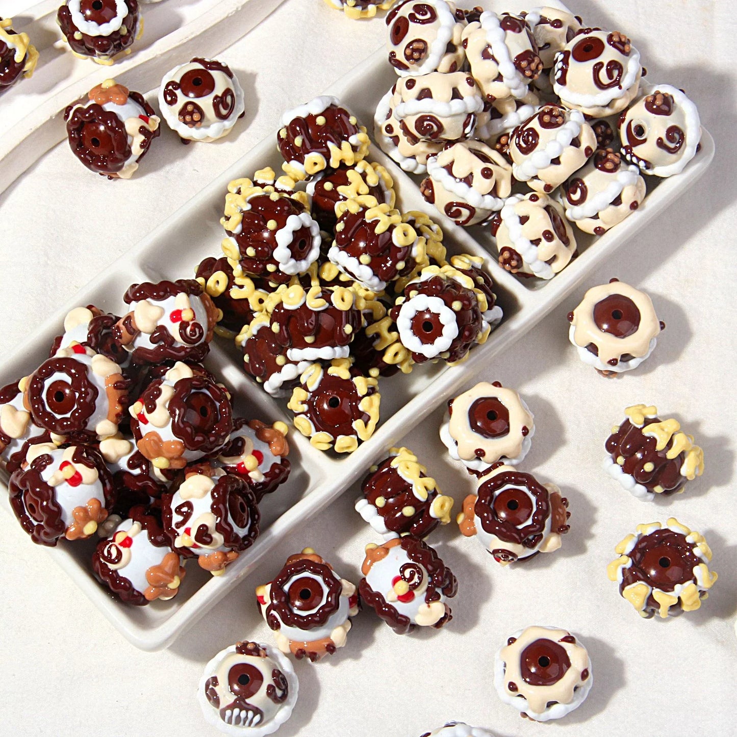 Autumn and Winter Milk Brown Heavy Oil Hand-painted Beads