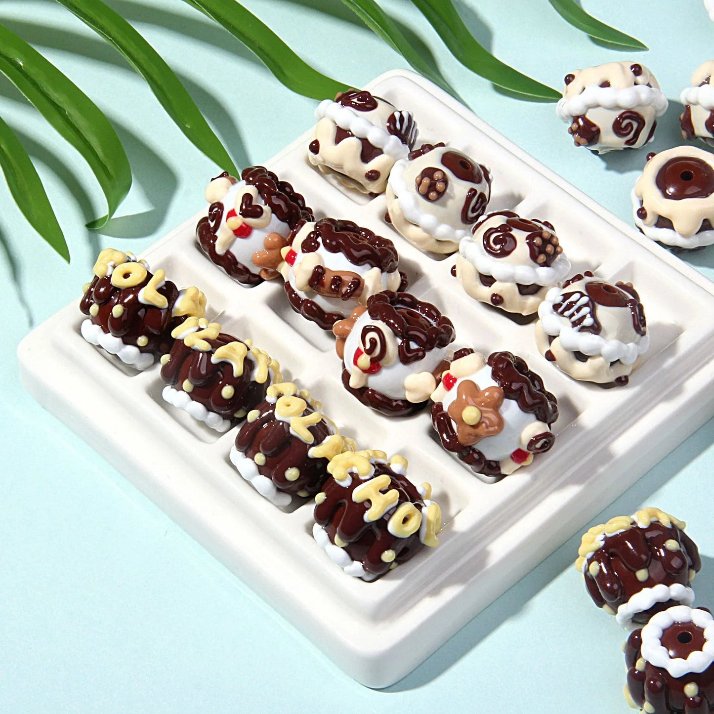 Autumn and Winter Milk Brown Heavy Oil Hand-painted Beads