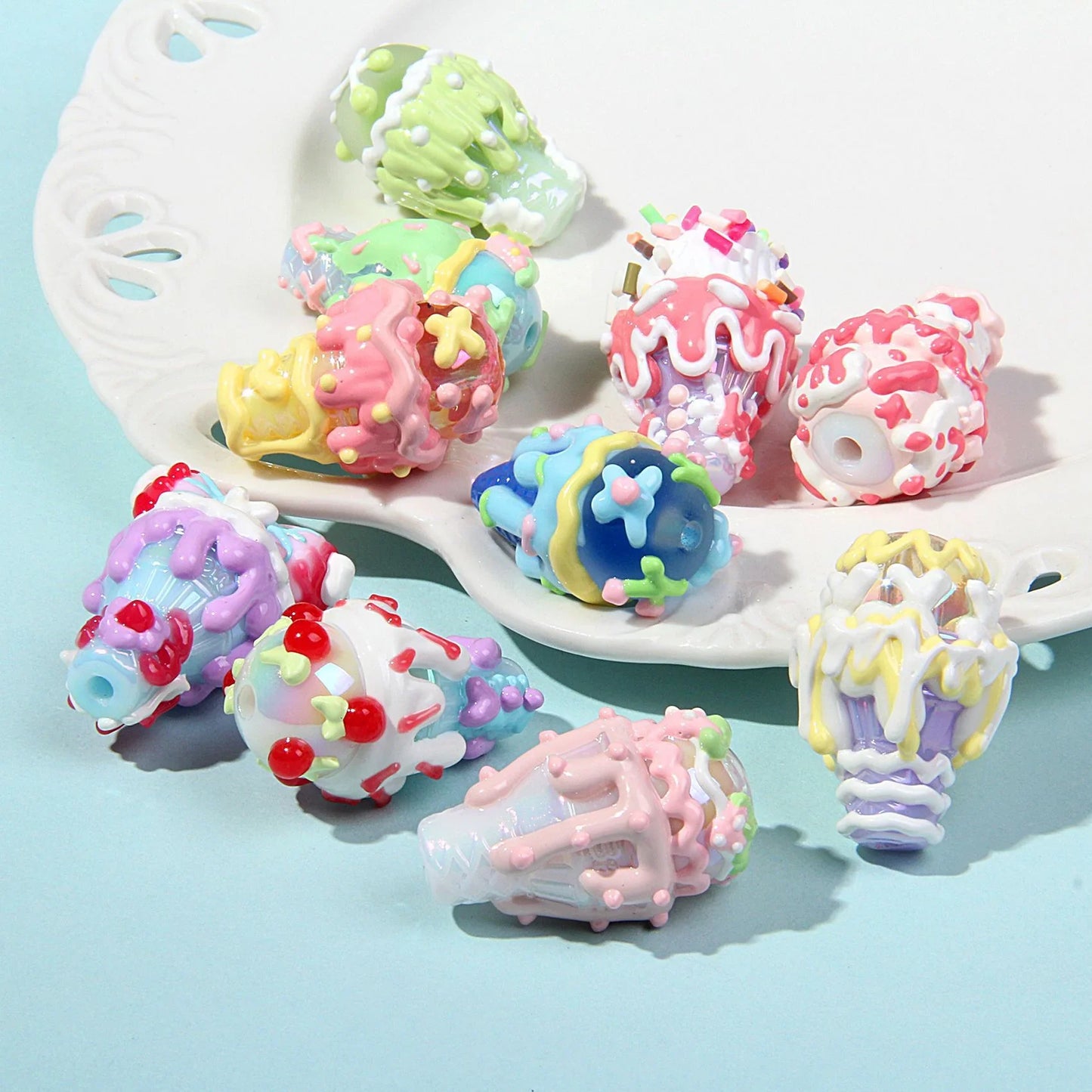 Ice Cream Cone Beaded Pen Oil Beads Hand-painted Beads Clay-beads