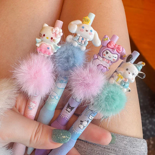 Cute Fur Ball Small Animal Press Gel Pen 4 A Set