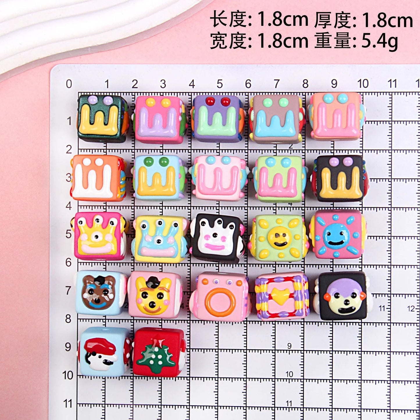 Matte Hand-painted Beads Cube Beaded Oil Beads