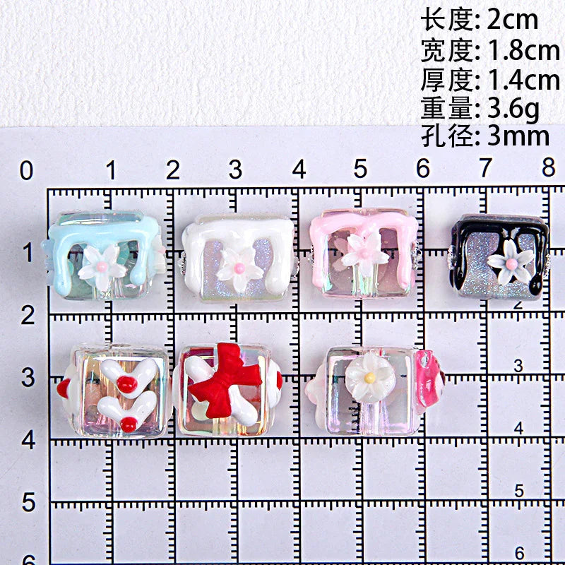 Handmade Drop Glue Cube Transparent Acrylic Beads