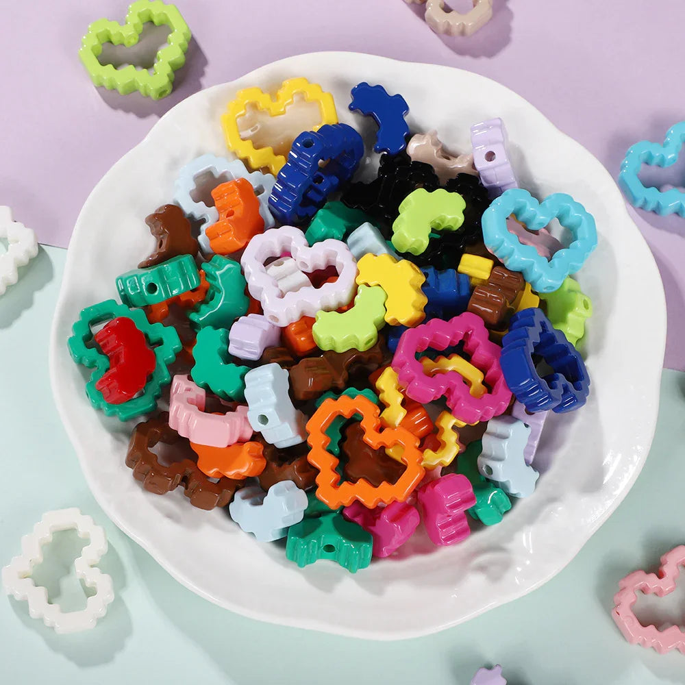 Pixel Heart Frame Paint Beads Acrylic Beads