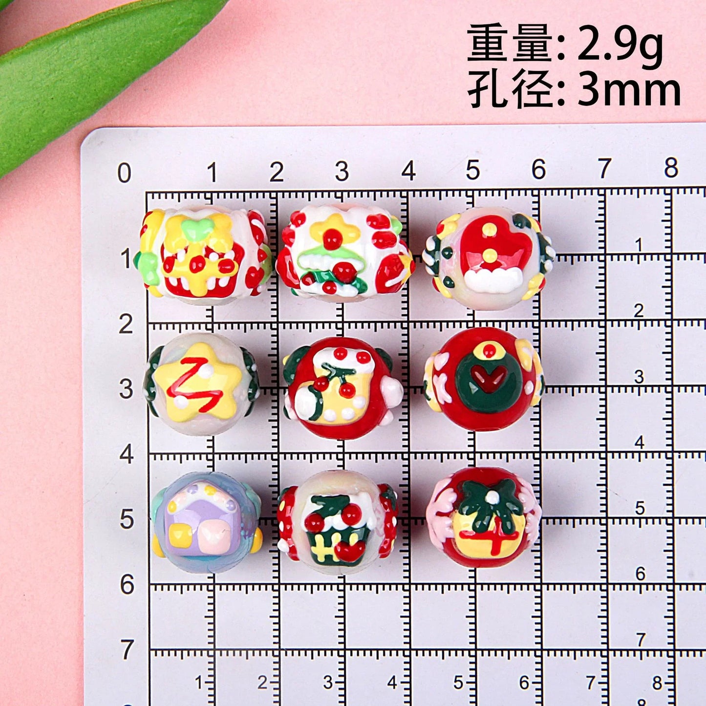 Christmas Hand-painted Beads Beaded Handmade Loose Beads
