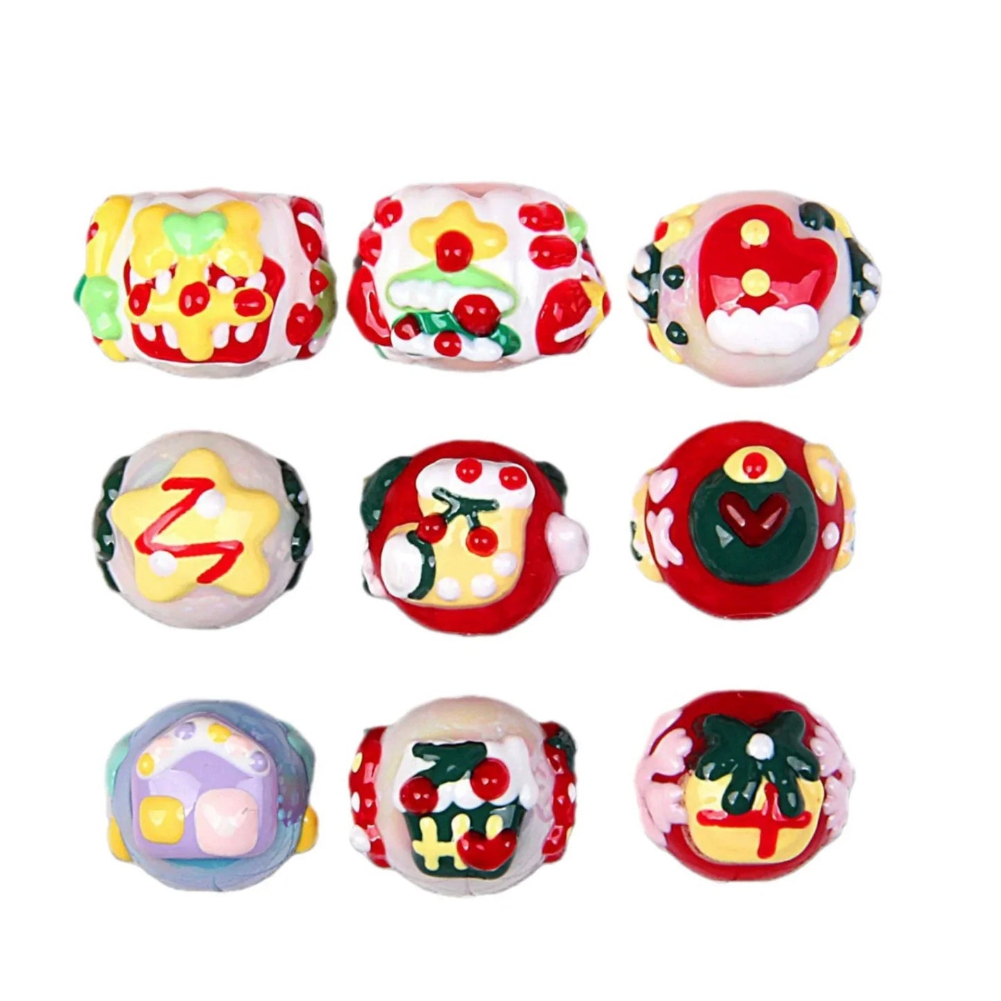 Christmas Hand-painted Beads Beaded Handmade Loose Beads