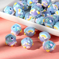 Blue Beads Blue Purple Cream Rainbow