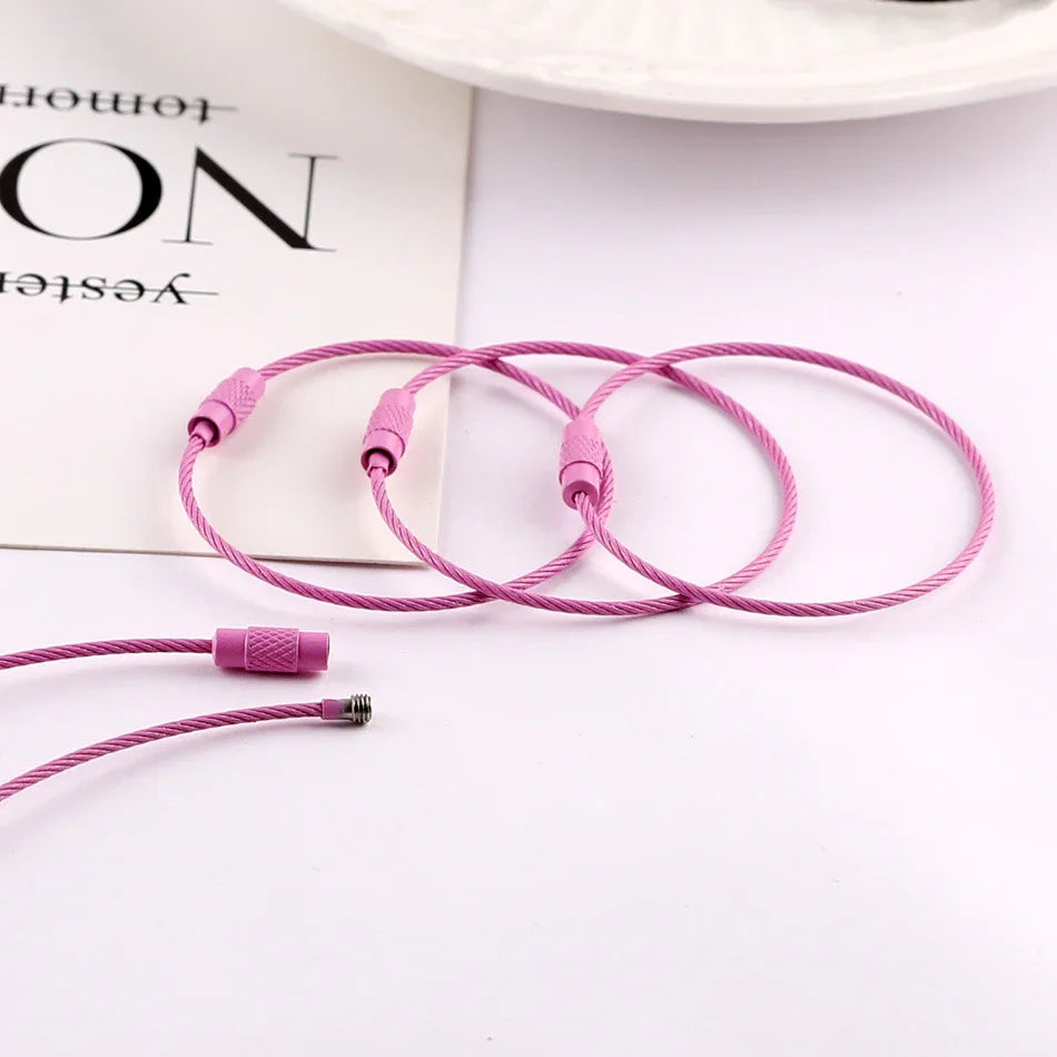 Multicolour Beaded Charm Flip Cables - (5 Cables - 6 Inches X 1.5mm Thick)