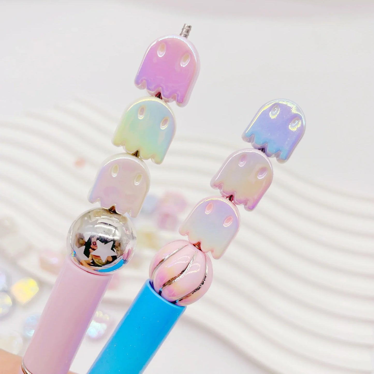 UV Plating Acrylic Halloween Small Ghost Beads