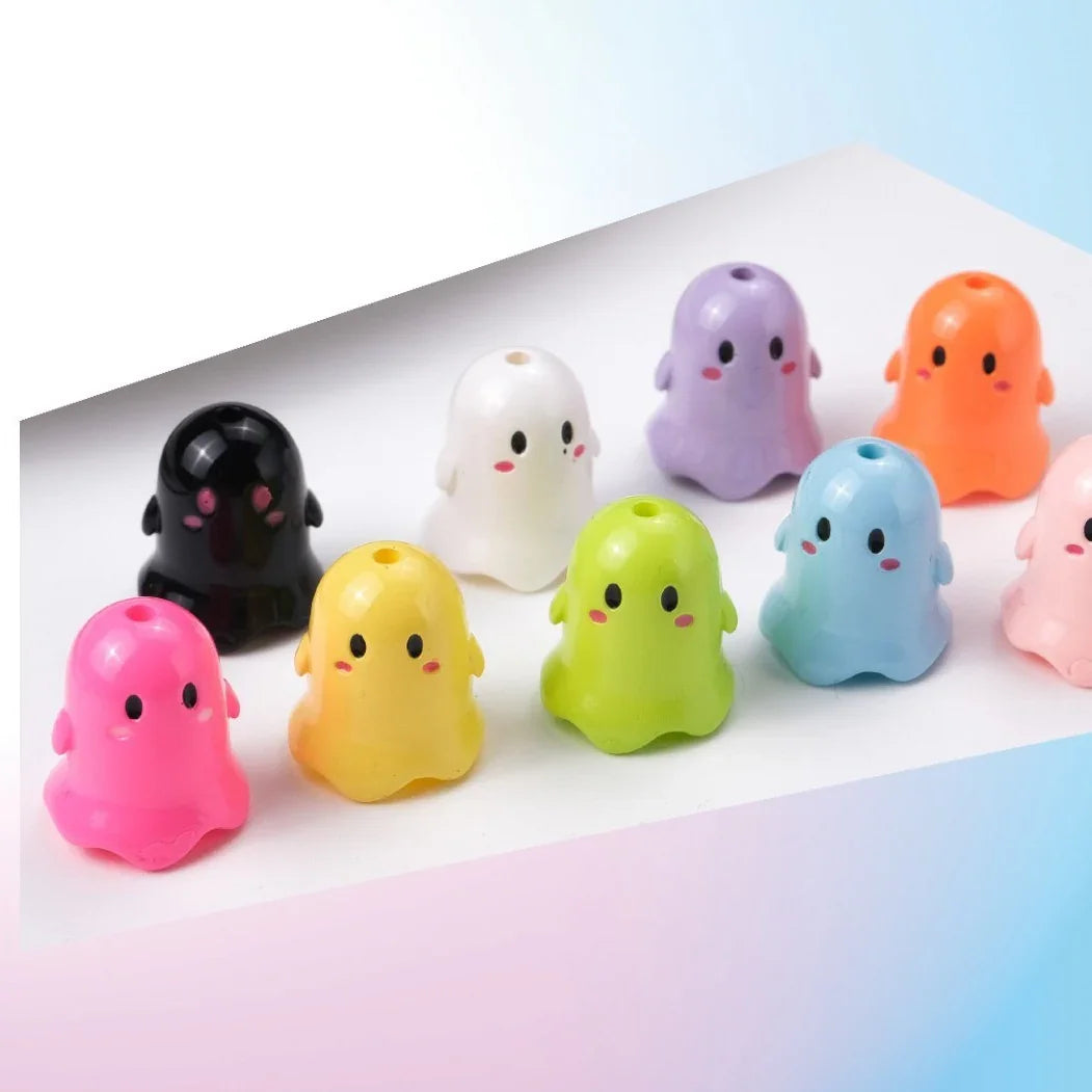 Halloween Series Color Paint Three-dimensional Small Ghost Acrylic Beads