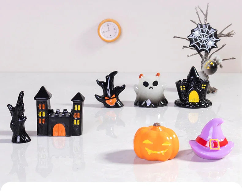 Horror Halloween Evil Pumpkin Small Castle Resin Ornaments (no Hole)