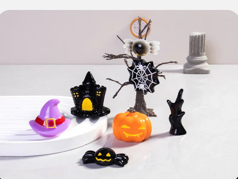 Horror Halloween Evil Pumpkin Small Castle Resin Ornaments (no Hole)
