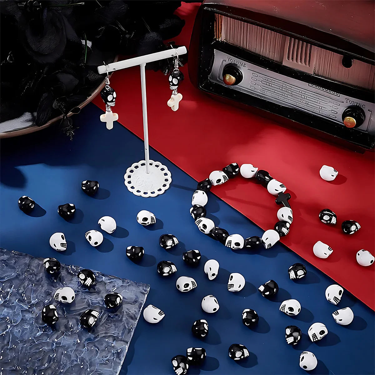 Halloween Skull Beads Mixed Colors