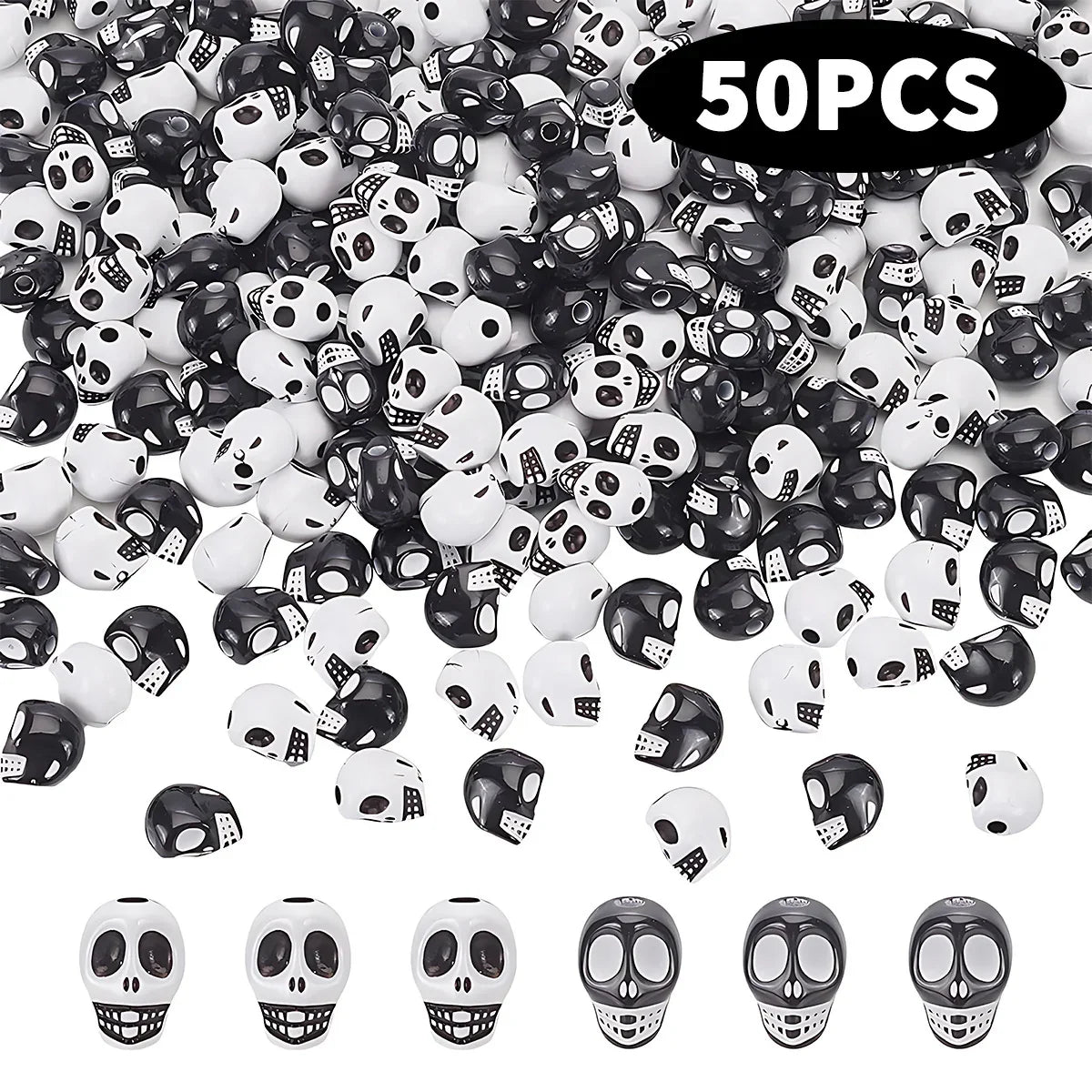 Halloween Skull Beads Mixed Colors