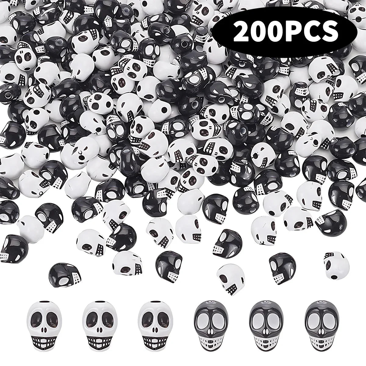 Halloween Skull Beads Mixed Colors
