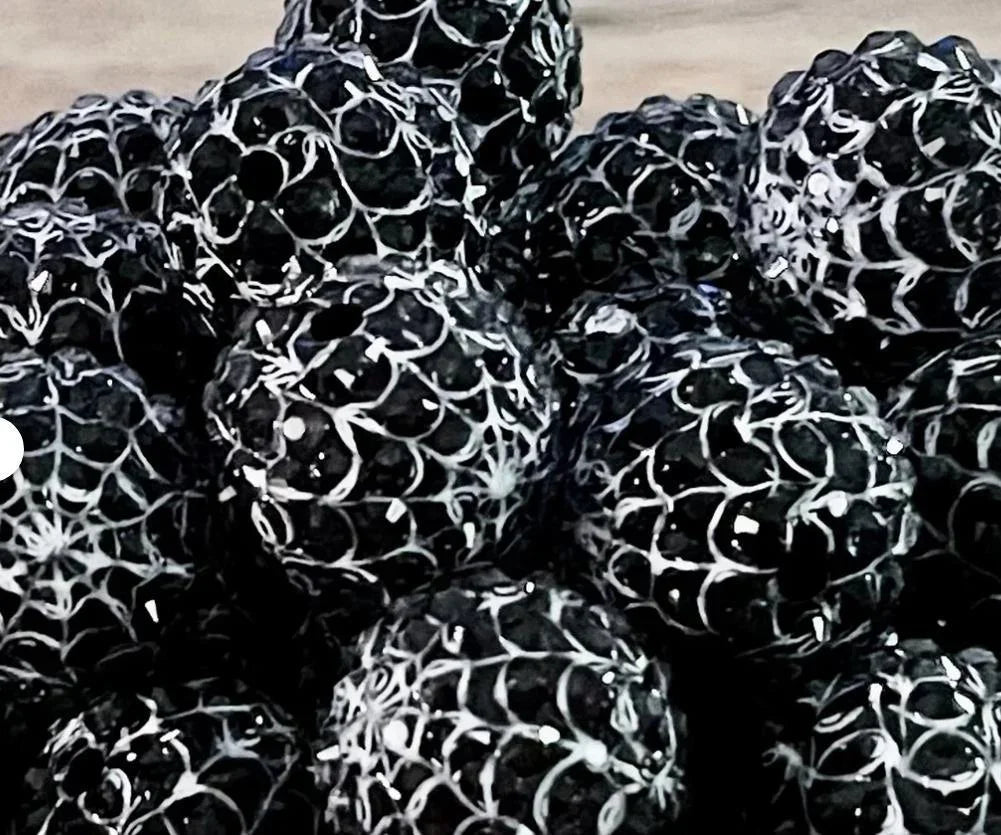 20MM Resin Diamond Ball Cobweb Printing Halloween Resin Diamond Ball Beads Loose Beads DIY Chunky Bead