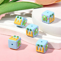 Blue background green monster yellow cream