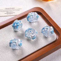 Beaded Blue Cream White Heart