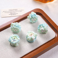 White Bead light green Cream Blue Flower