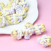 Flat Beaded Purple Yellow Cream