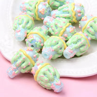 Flat Blue Bead Green Cream Watermelon