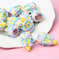 Blue and purple cream with pointed bottom yellow cone