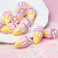 Pointed bottom yellow cone frosted powder beads pink purple cream