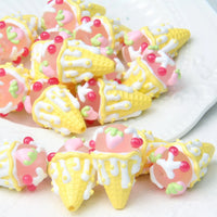 Pointed bottom yellow cone frosted powder beads red cherry
