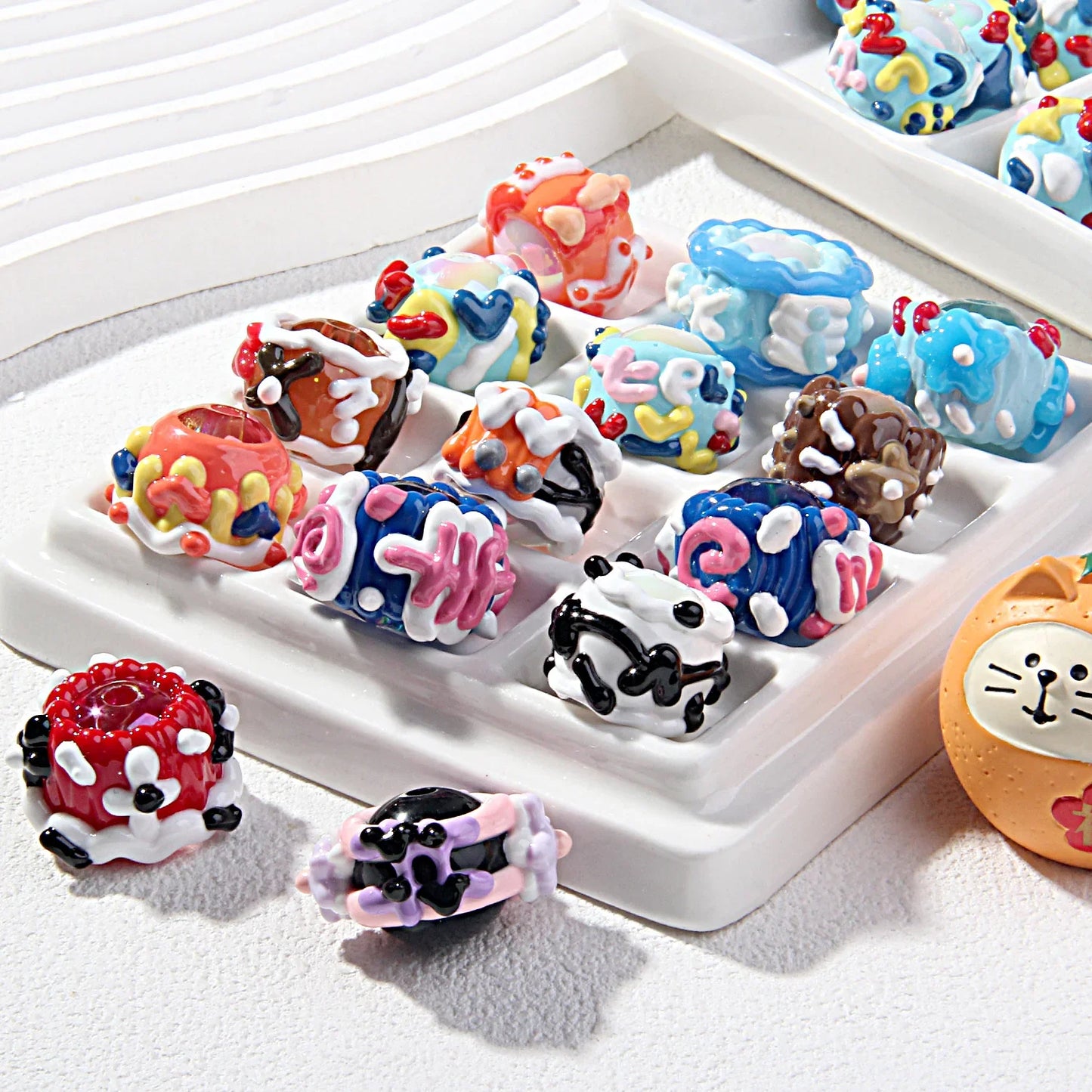Dark Heavy Oil Hand-painted Beads Acrylic Hand-painted Beads