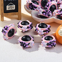 black beads pink purple cream white flowers
