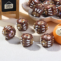Chocolate Beads brown Cream Flowers