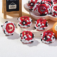 Beaded red cream black and white flowers