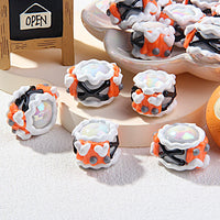 White Beaded Black Orange Contrast Cream