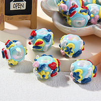 Colored beads blue cream blue love yellow flowers