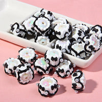 White Beaded Black and White Cream Black Butterfly Beads
