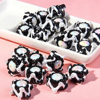 White Beaded Black and White Cream Bow Beads