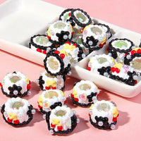Beaded black and white cream cherry love